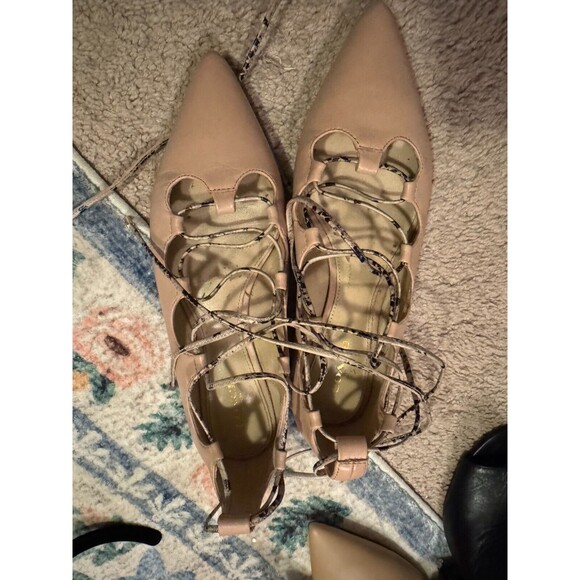 Coach tall tie nude snake print pointed toe flat size 7.5 - Picture 2 of 8